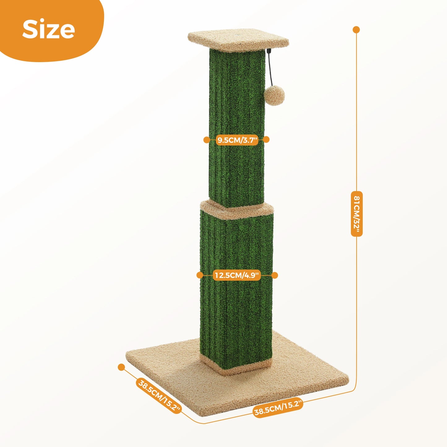 PAWZ Road Large Cat Scratching Post With Sisal Ball Toy For Indoor Cats