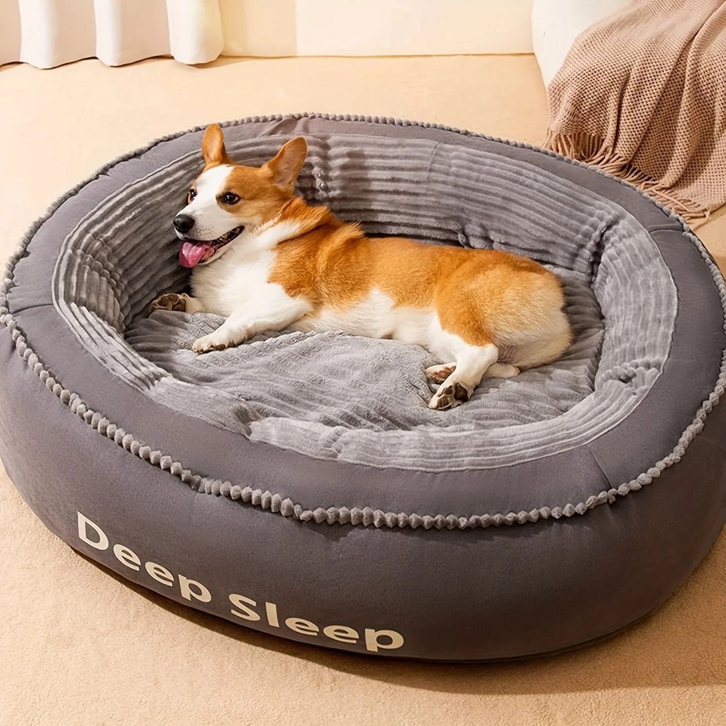 Donut Pet Bed Round Dog Cat Cushion Soft Washable Comfort