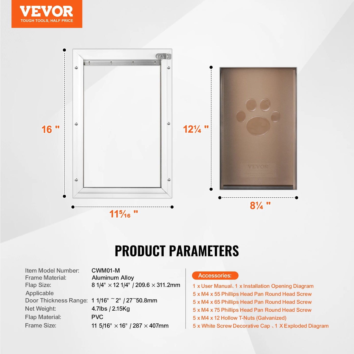 SucceBuy Pet Door With Aluminum Frame And Lockable Flap Weatherproof