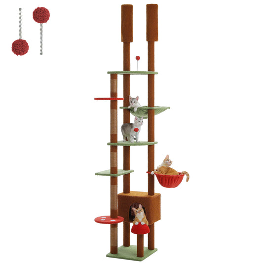 PETEPELA CN Cat Tree Floor To Ceiling Tower With Condo Hammock