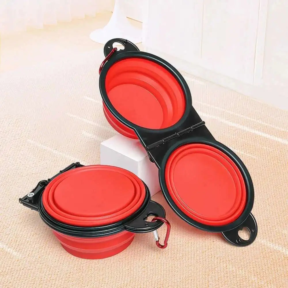 Collapsible 2 In 1 Dog Travel Bowl Folding Feeder