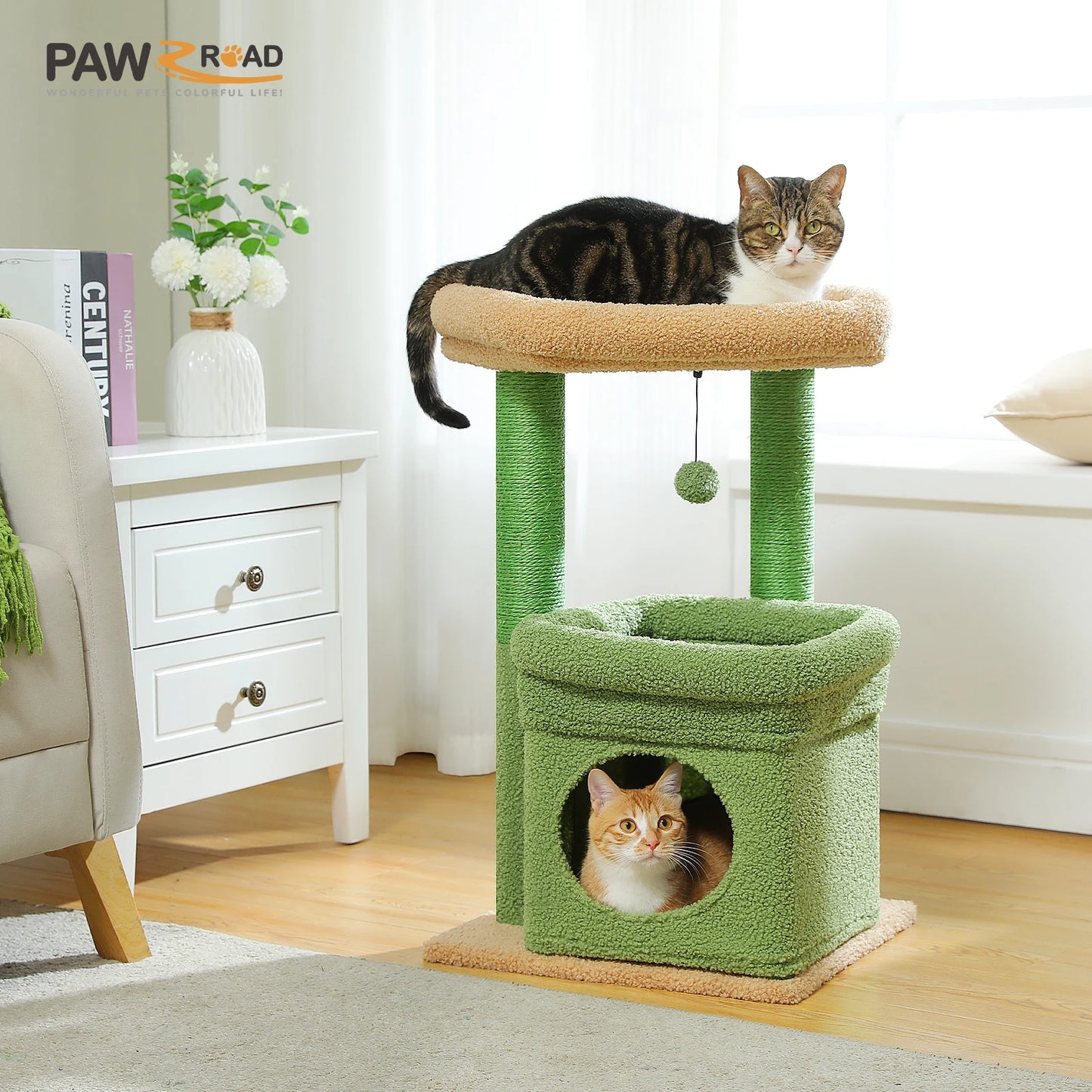 PEQULTI Cat Tree Tower With Cozy Condo And Plush Perch