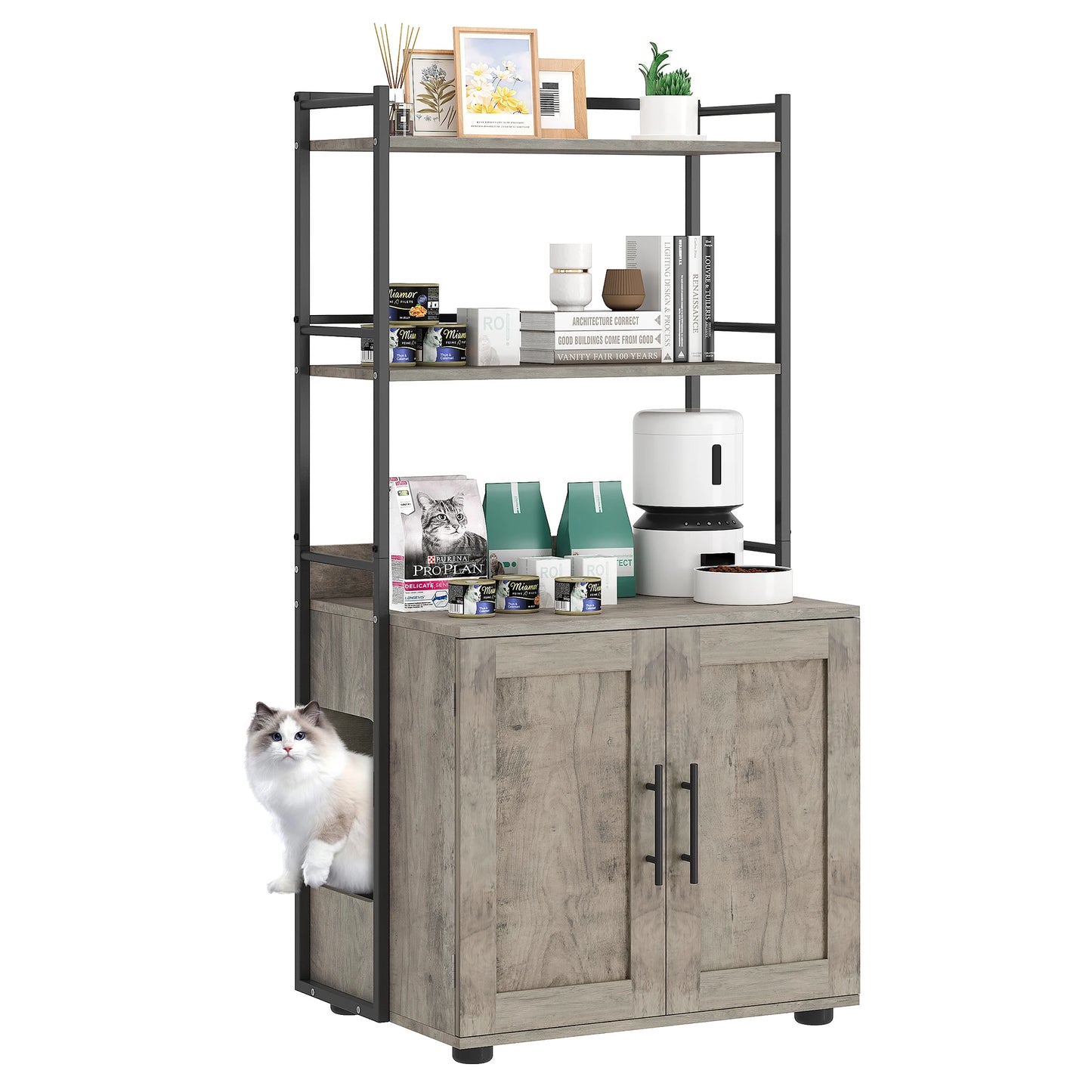 HiMISS 2In1 Hidden Cat Litter Box Enclosure Odor Control