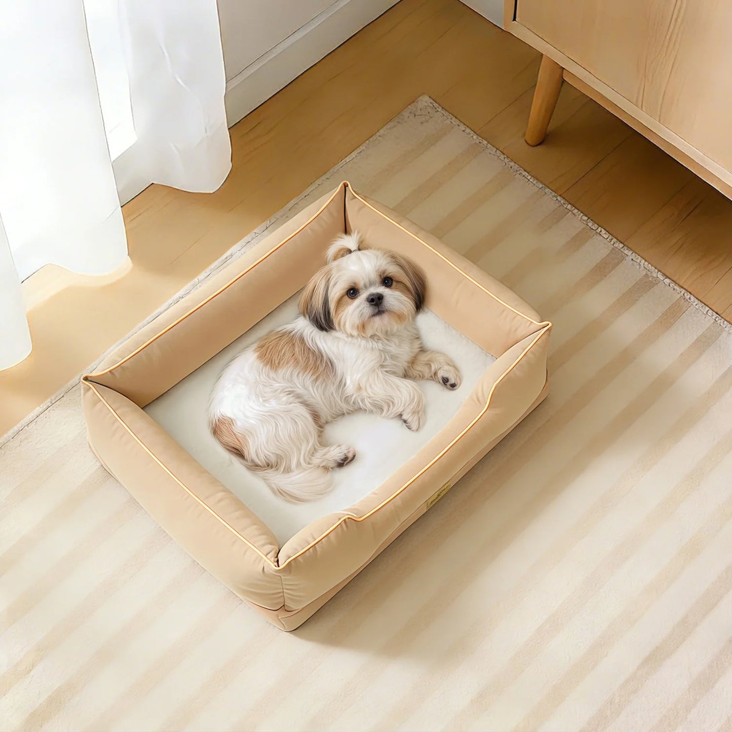BINGOPAW Orthopedic Dog Bed With Bolster And Removable Waterproof Cover