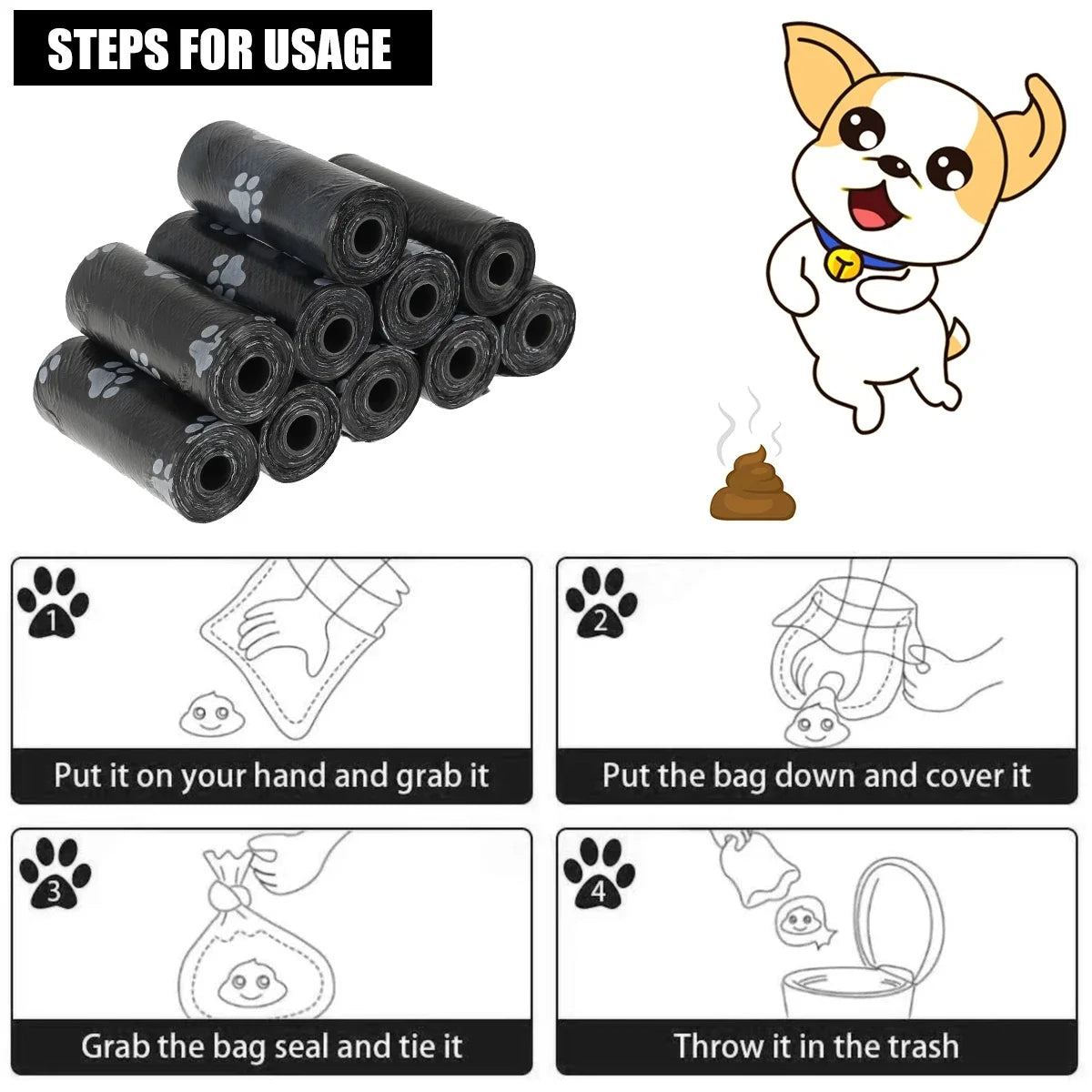 Biodegradable Pet Waste Bags Dispenser For Outdoor Cleanup