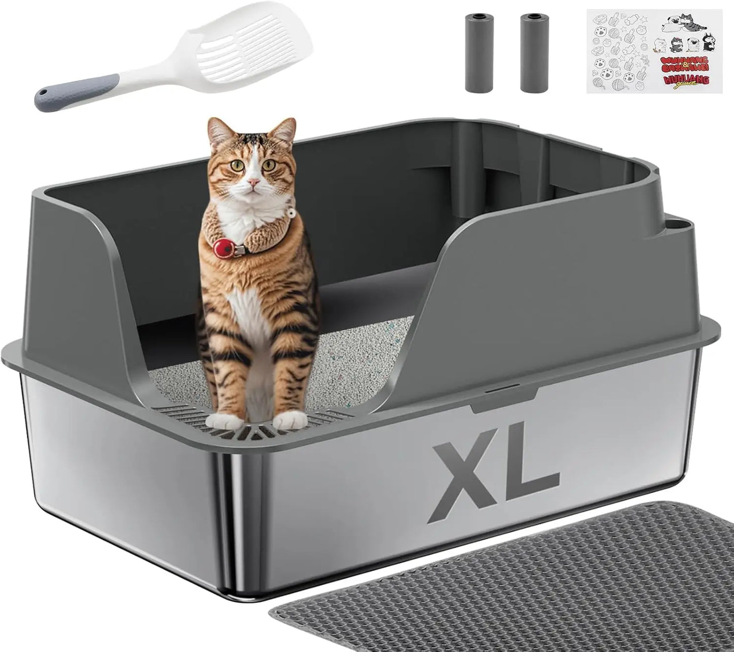 Stainless Steel Cat Litter Box Semi Closed With Leak Proof
