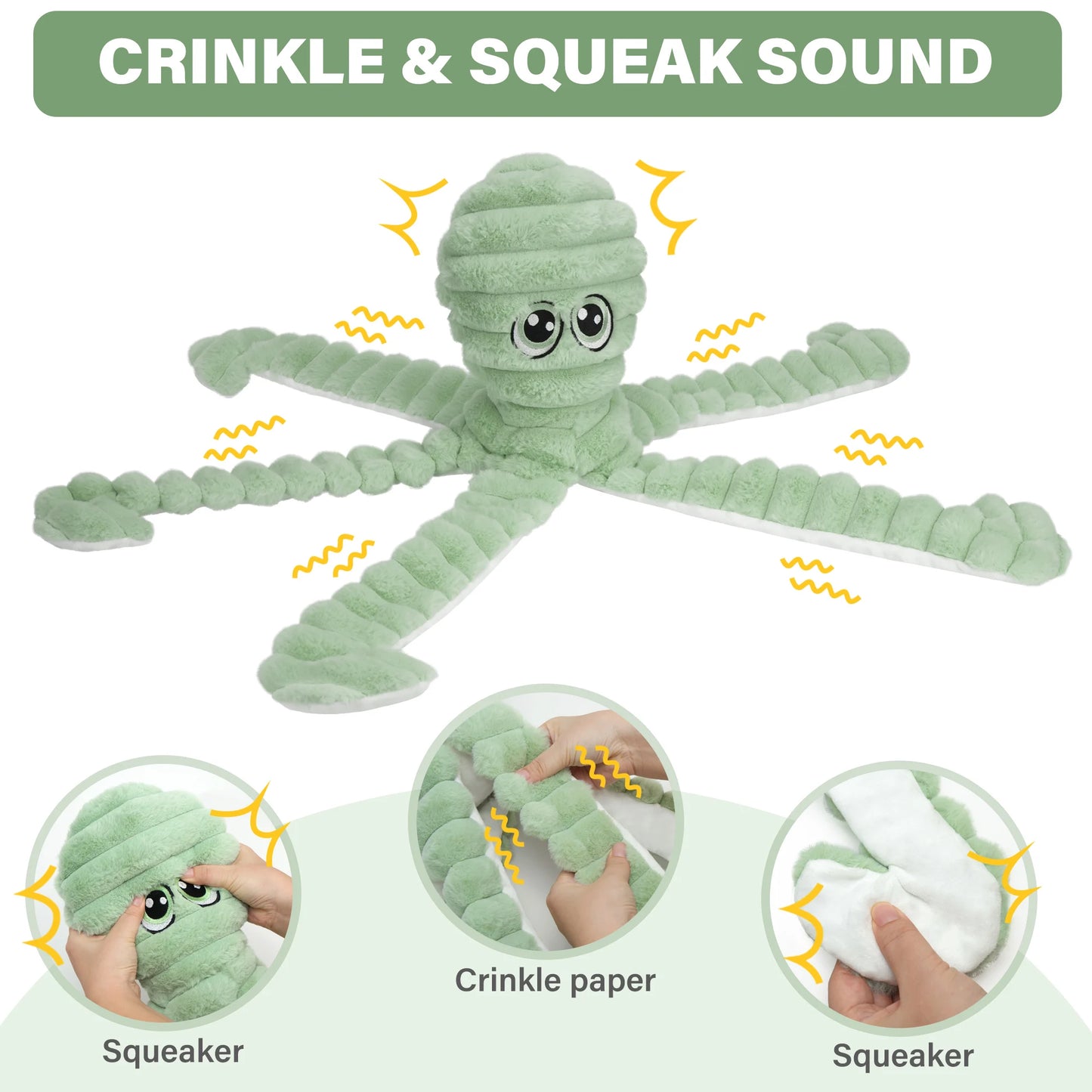 Octopus Design Plush Squeaky Dog Toy For Small Medium Dogs