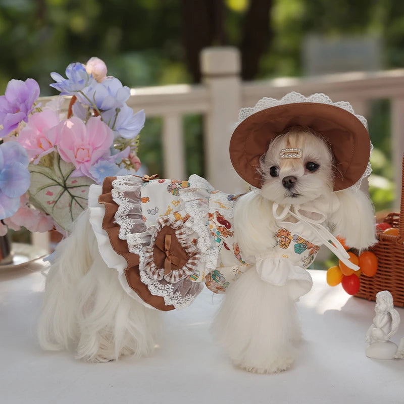 Pet Lace Dress and Maid Dress Set for Small Dogs