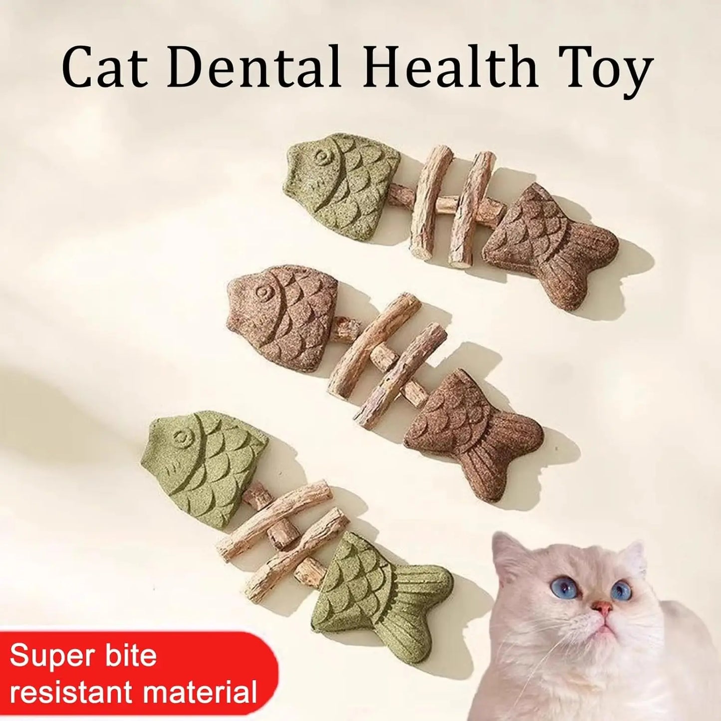 Dental Health Cat Chew Toy Bite Resistant Fishbone