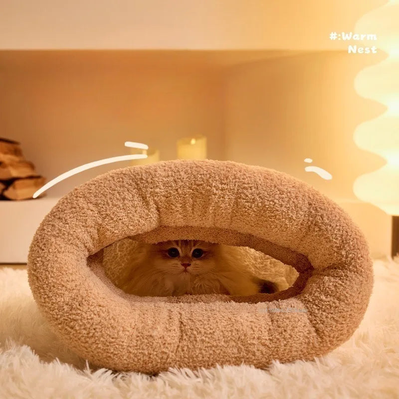 Autumn Winter Cat Sleeping Bag Semi Enclosed Cat Nest