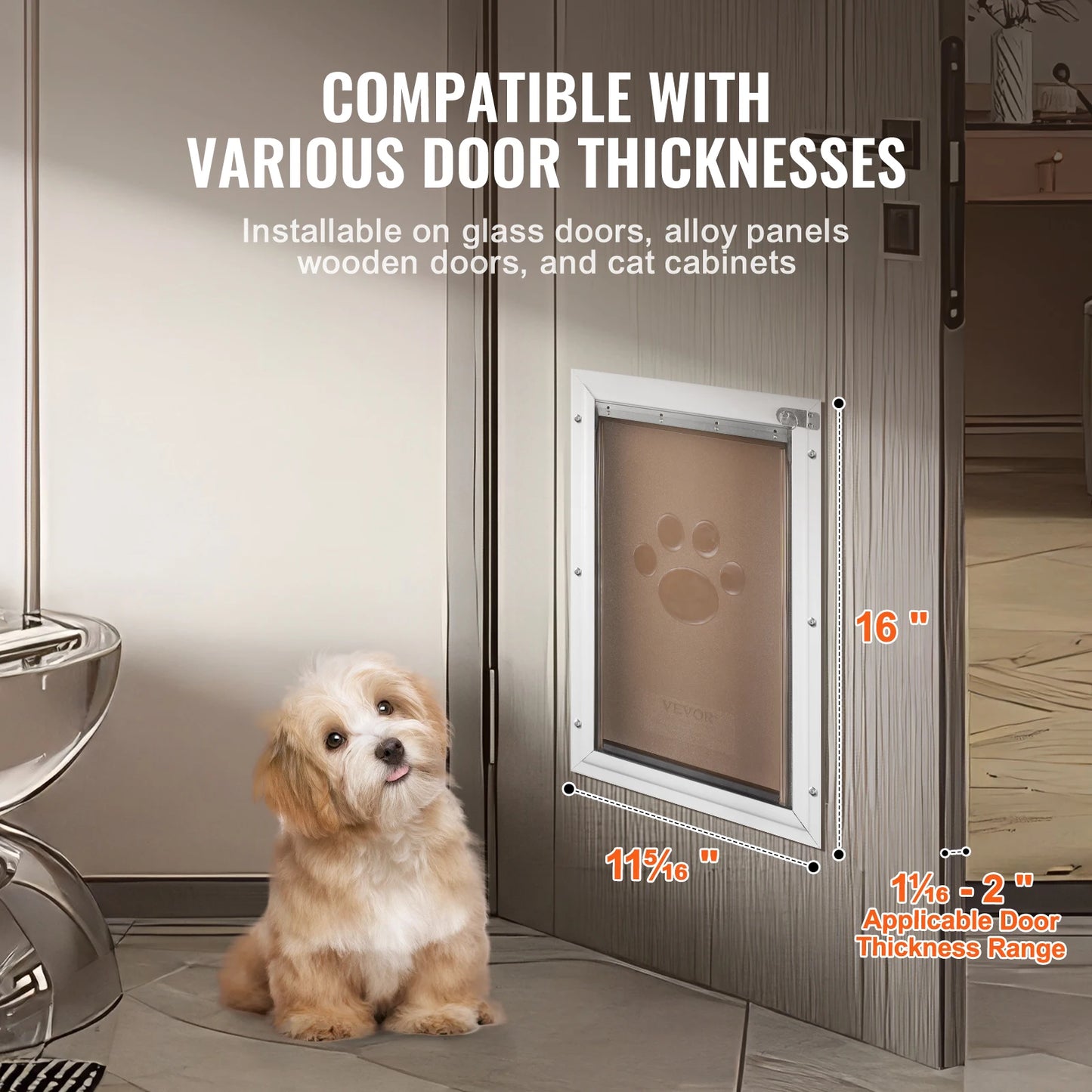 SucceBuy Pet Door With Aluminum Frame And Lockable Flap Weatherproof