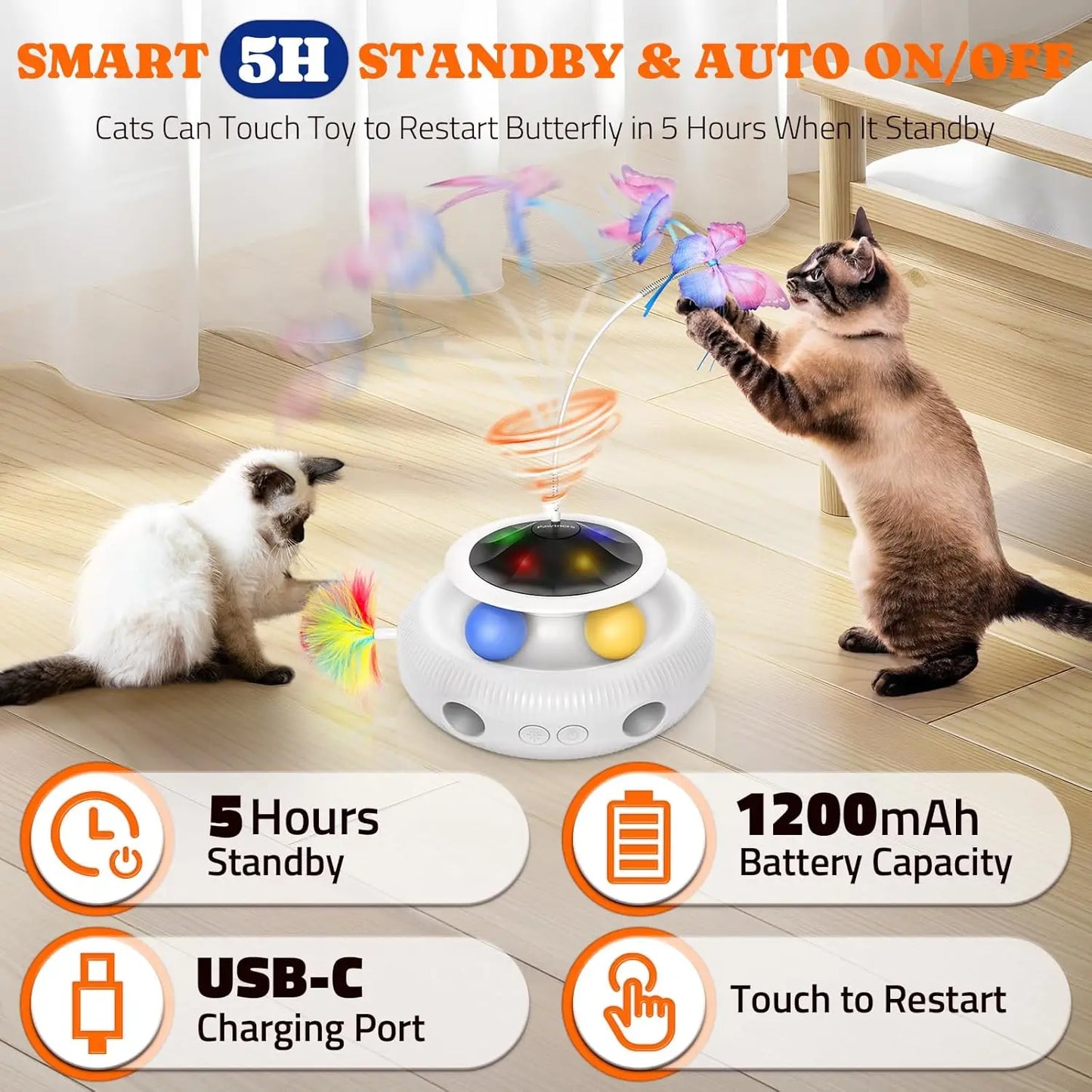 Interactive Cat Toy 4 In 1 Rechargeable Automatic Kitten Toy