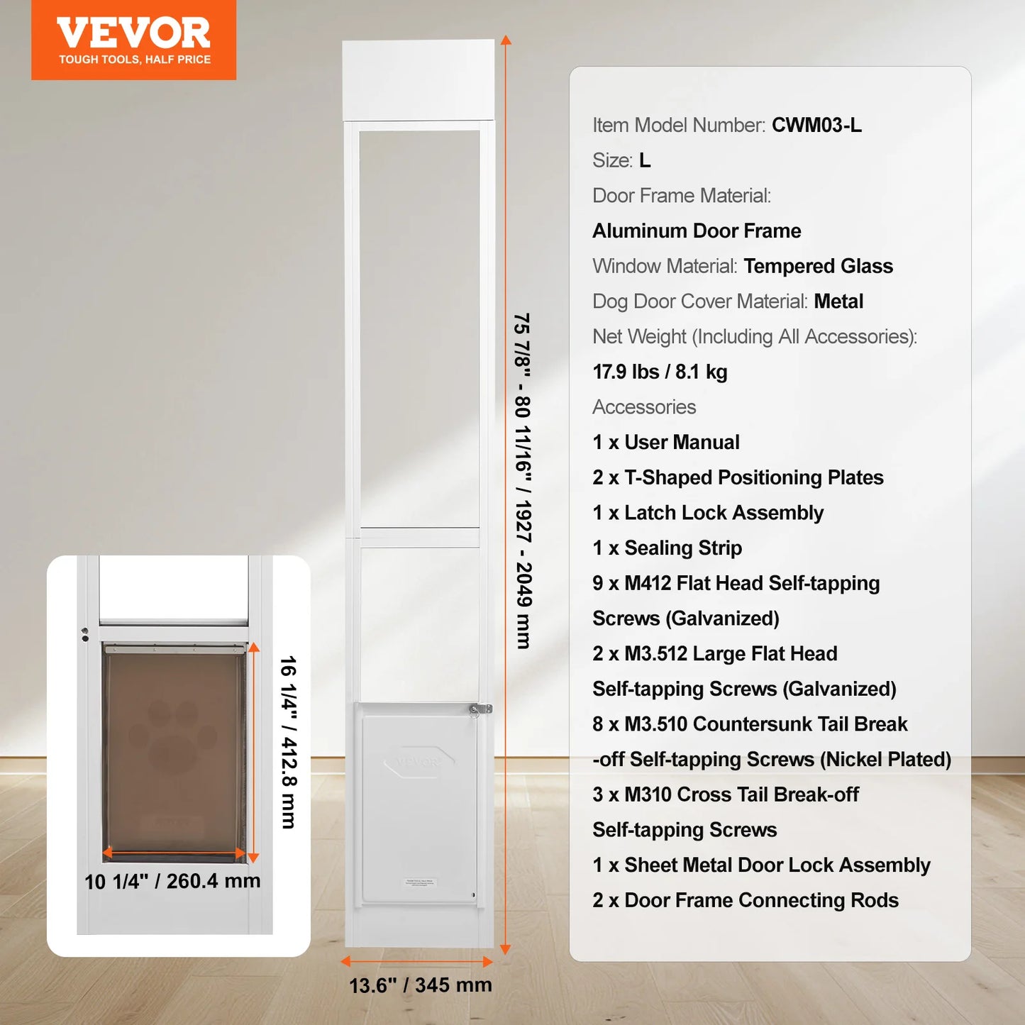Dog Sliding Glass Door With Adjustable Height And Tempered Glass