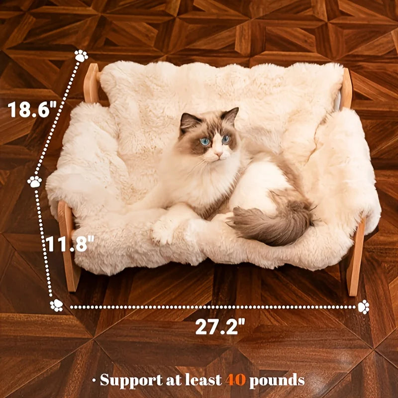 Raised Solid Wood Pet Couch Bed For Cats And Dogs