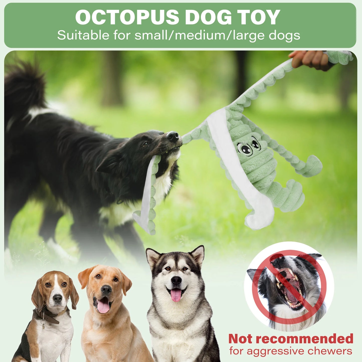 Octopus Design Plush Squeaky Dog Toy For Small Medium Dogs