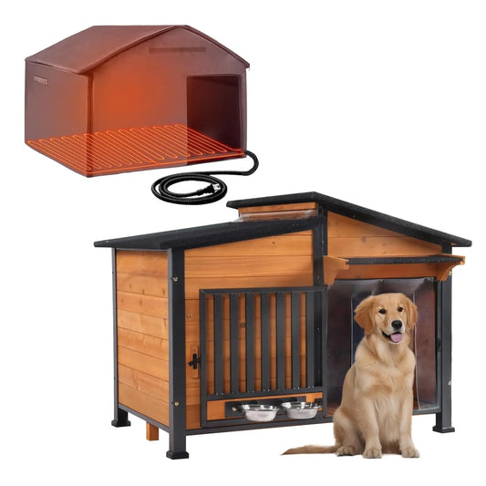 Chew-Resistant Metal Frame Dog House With Waterproof Roof