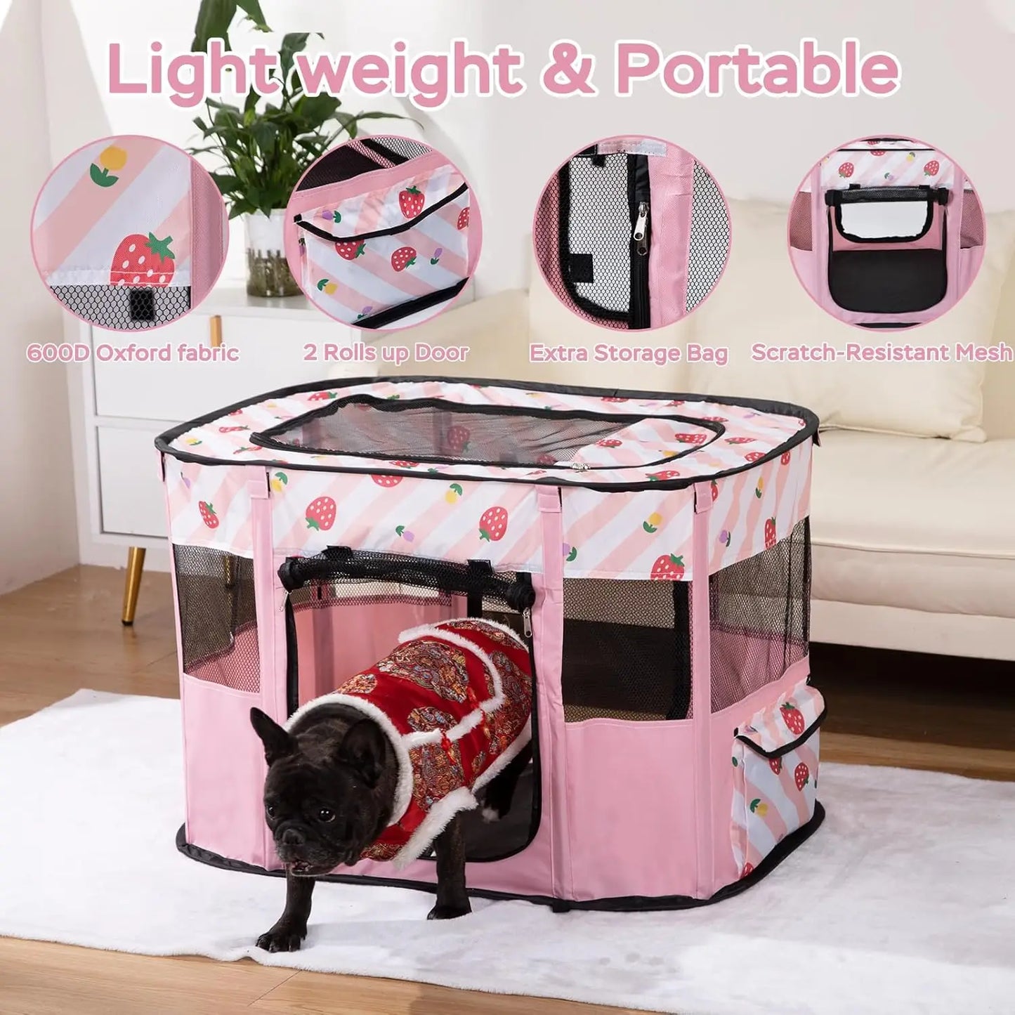 Portable Collapsible Pet Playpen For Cats Dogs Rabbits Indoor Outdoor