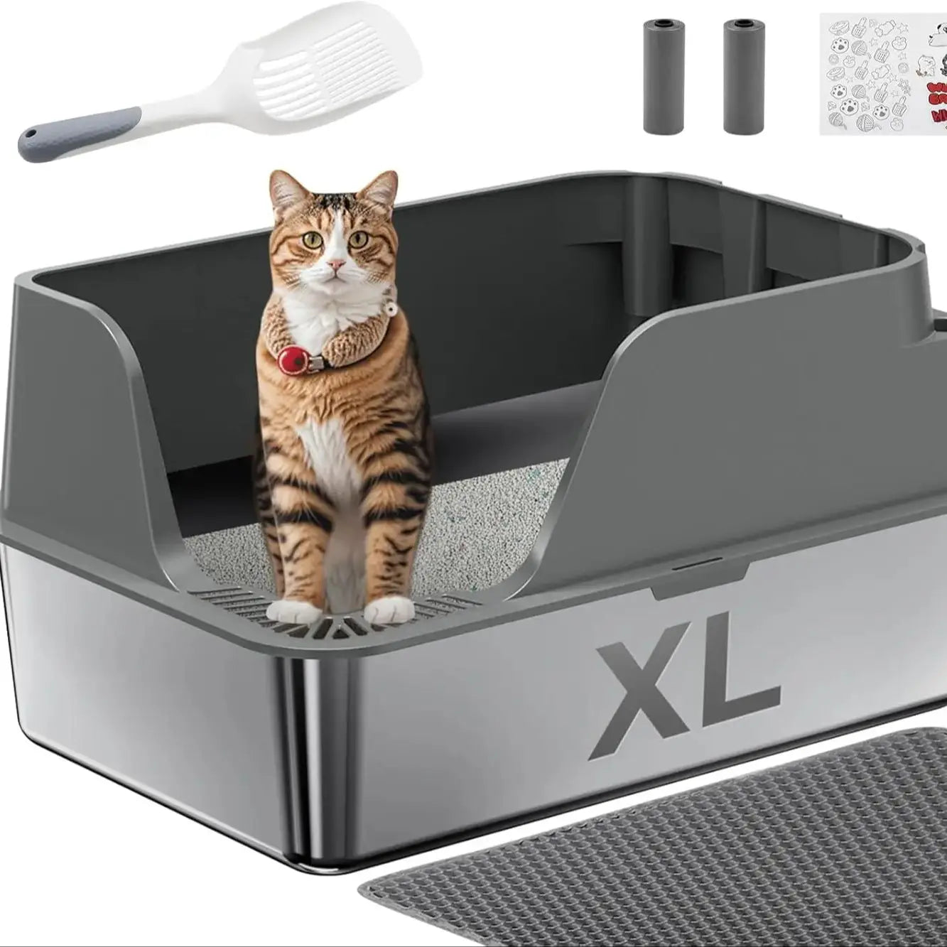 Stainless Steel Cat Litter Box Semi Closed With Leak Proof