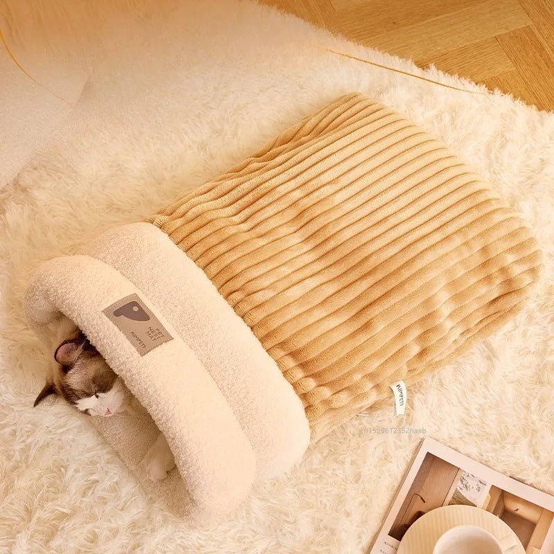 Autumn Winter Cat Sleeping Bag Semi Enclosed Cat Nest