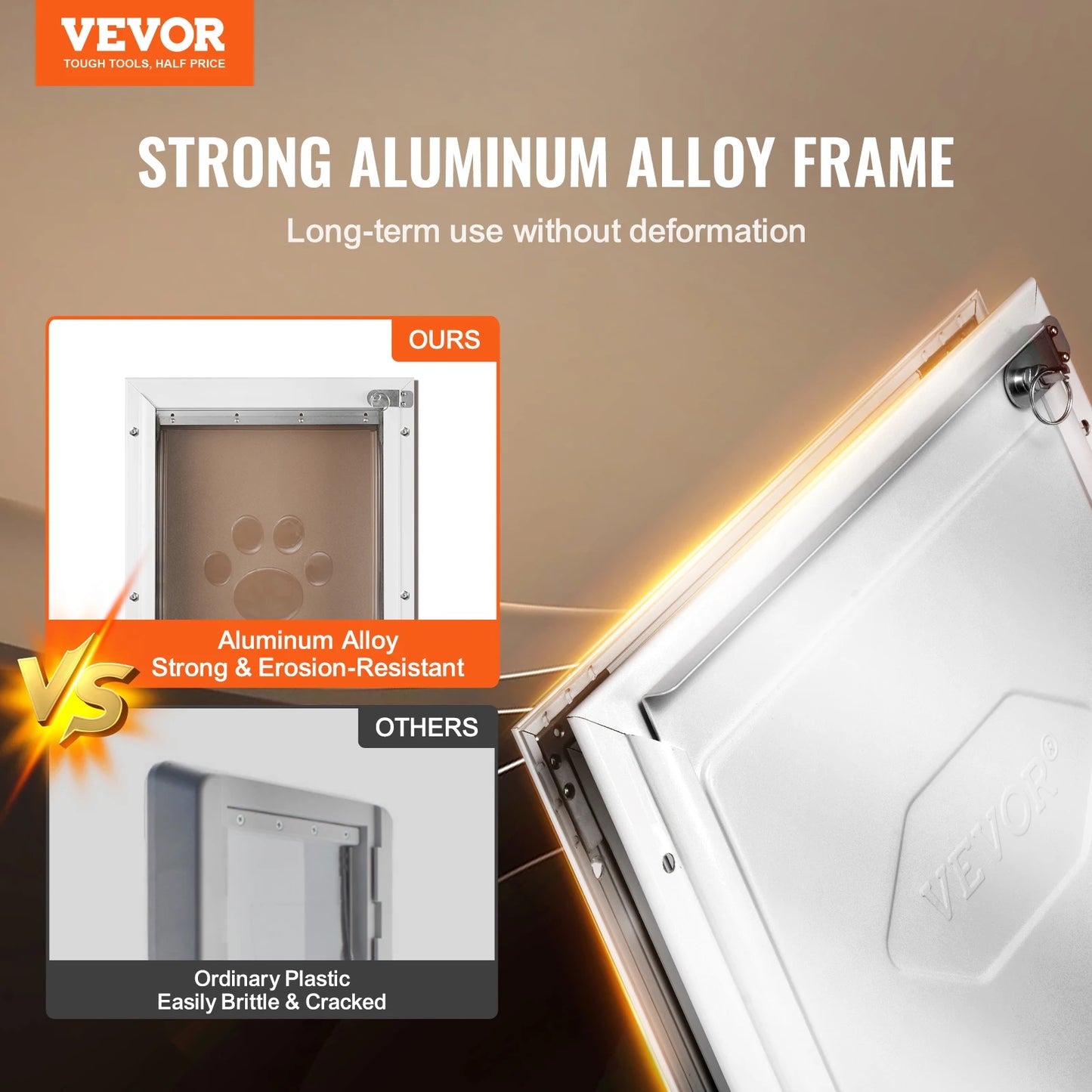 SucceBuy Pet Door With Aluminum Frame And Lockable Flap Weatherproof