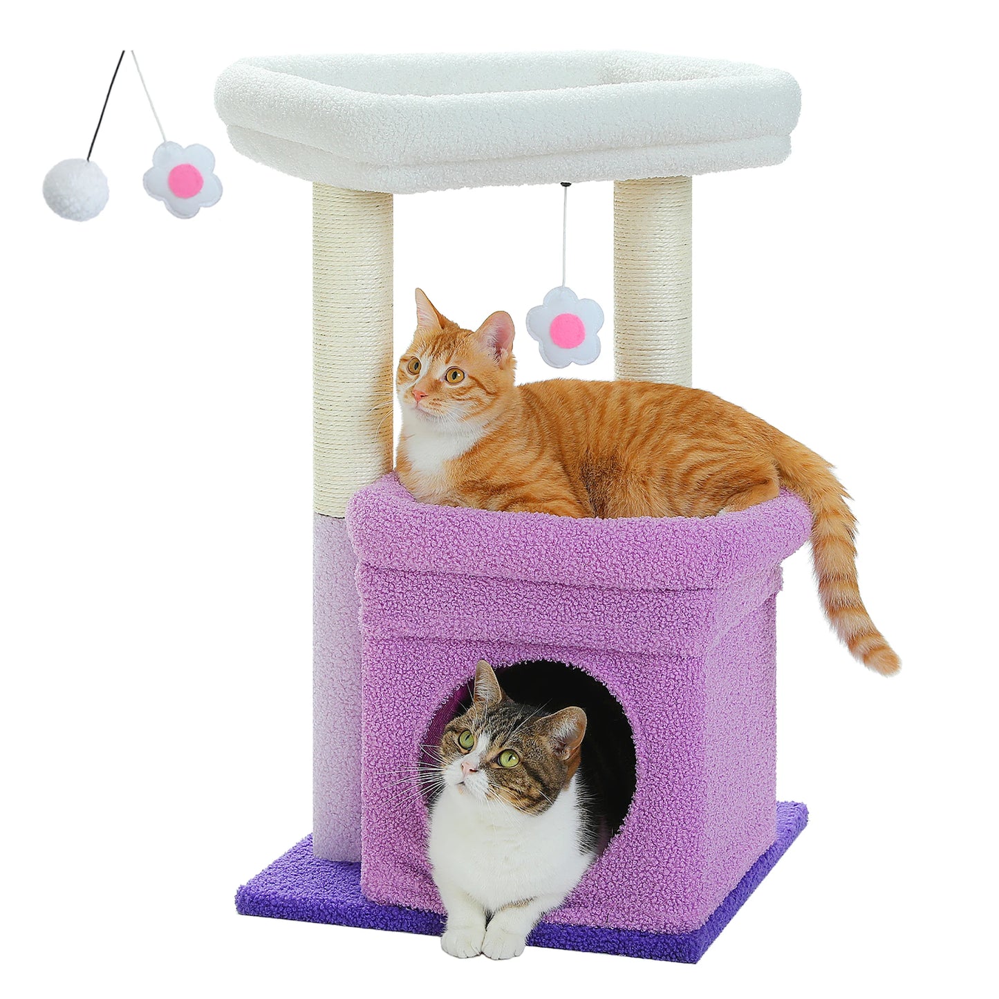 PEQULTI Cat Tree Tower With Cozy Condo And Plush Perch
