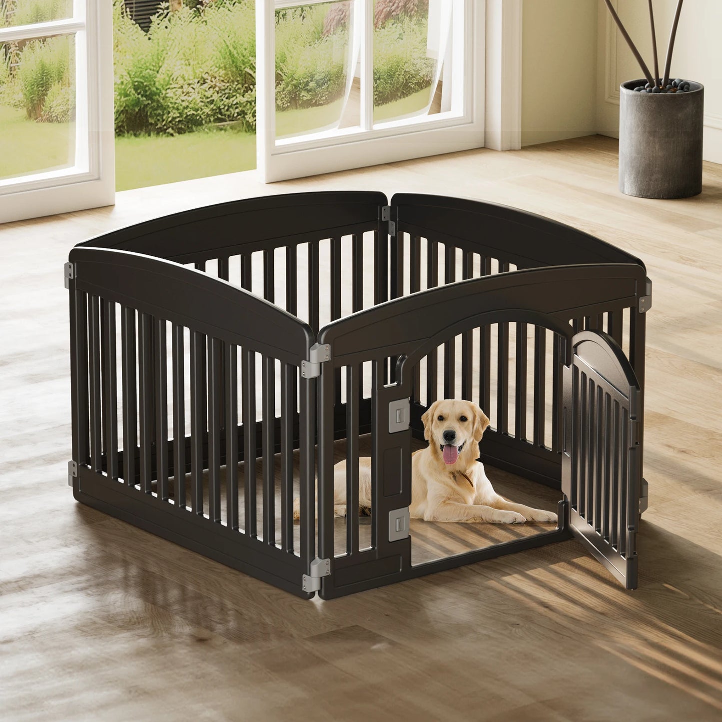 JHK Plastic Dog Playpen Expandable Pet Fence Six Panel