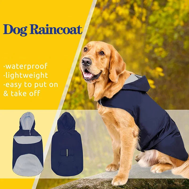 Dog Waterproof Raincoat With Reflective Hooded Jacket For Pets