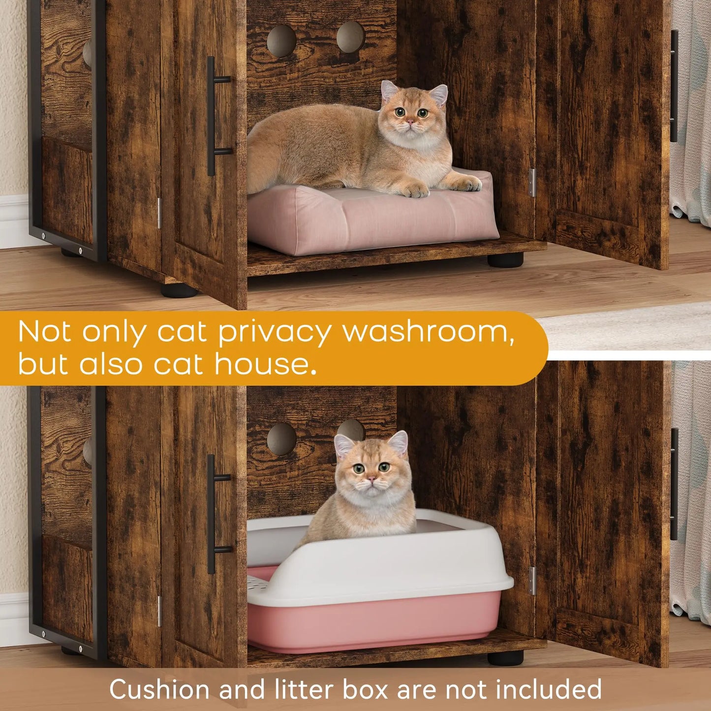 HiMISS 2In1 Hidden Cat Litter Box Enclosure Odor Control