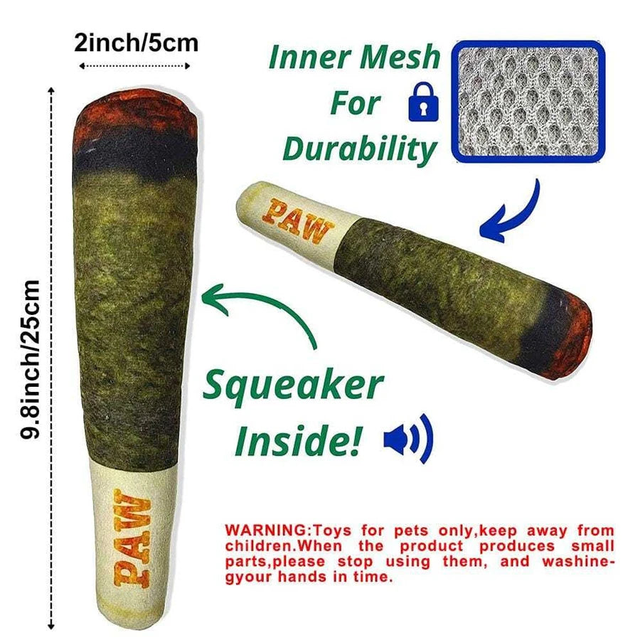 Funny Cigar Design Interactive Dog Toy Squeaky Plush Chew