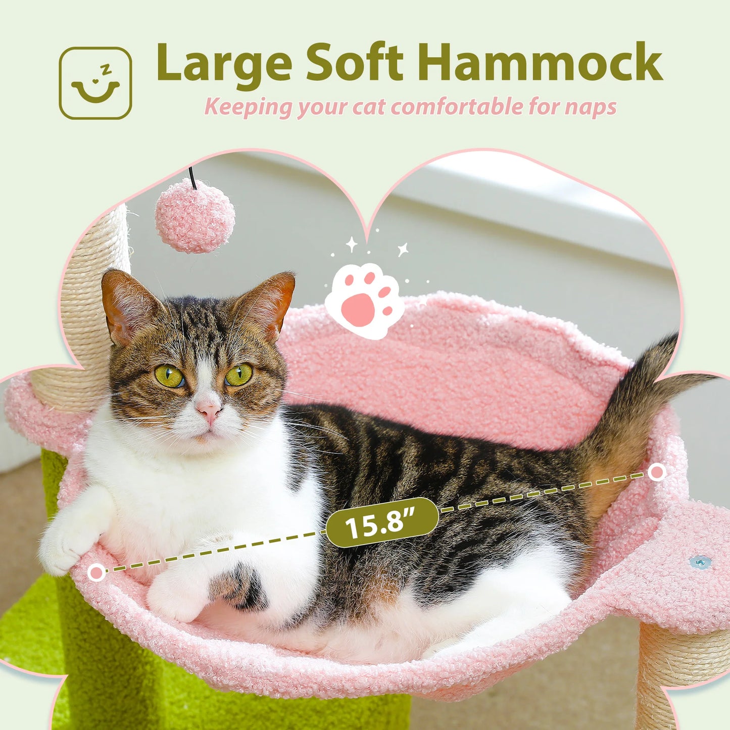 PETEPELA Flower Cat Tree With Metal Frame Hammock Indoor Cats