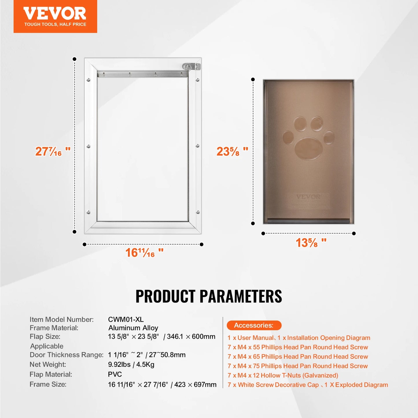 SucceBuy Pet Door With Aluminum Frame And Lockable Flap Weatherproof