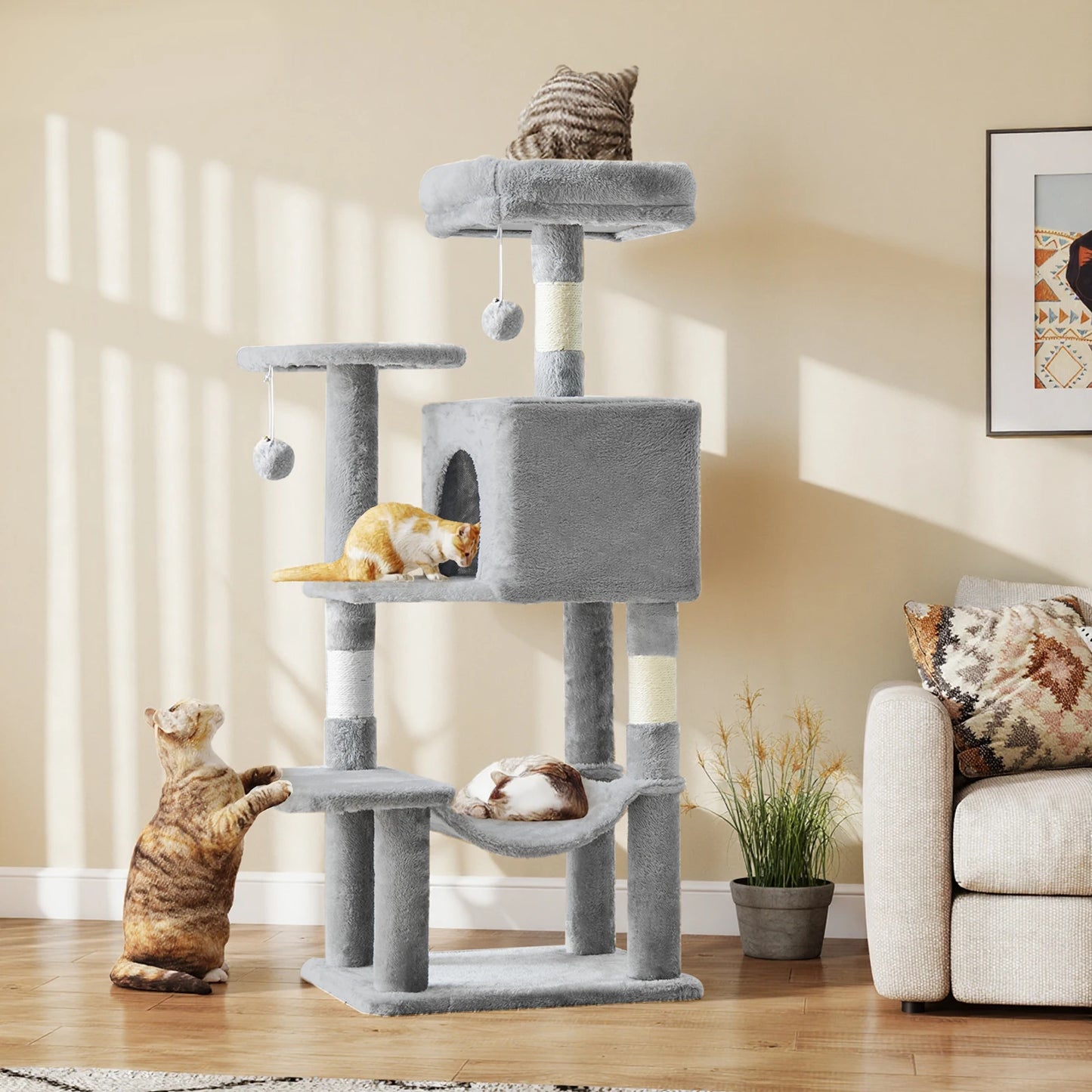 JHK Cat Tree Tall Multi-Cat Climbing Tower Indoor Cat Furniture