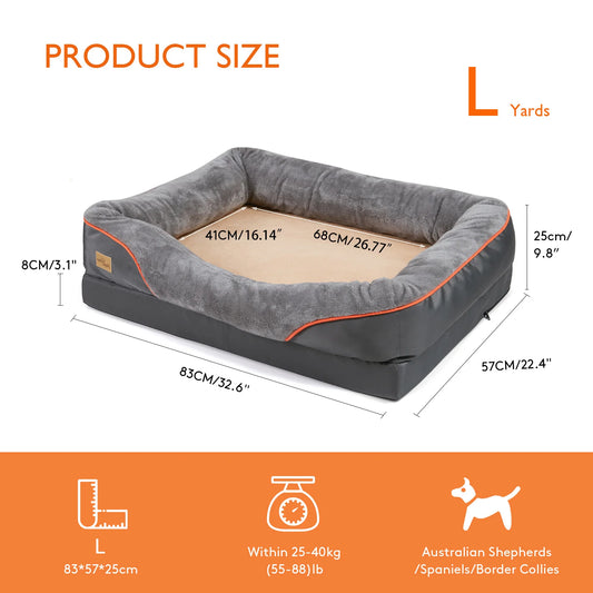 BINGOPAW Large Dog Bed With Removable Washable Cover Waterproof